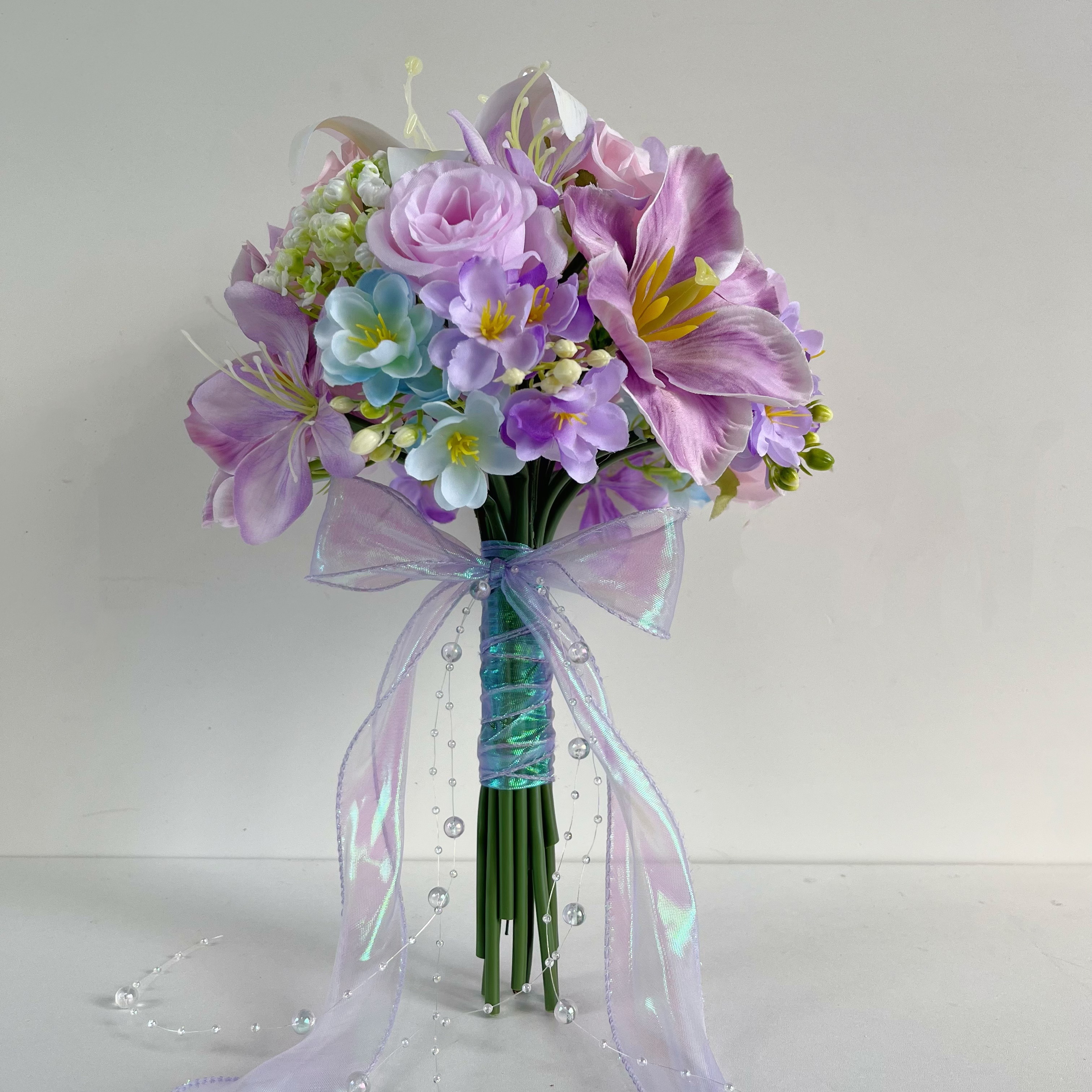 紫色新娘仿真手捧花婚礼领证拍照