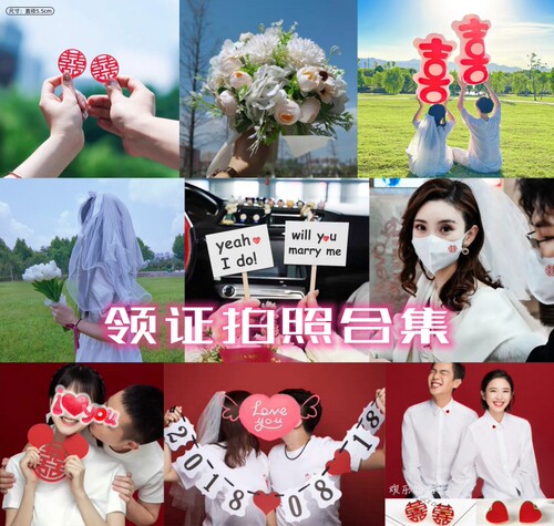 领证登记头纱手捧花仿真拍照道具摆拍神器仪式感物品跟拍物件结婚 - 封面