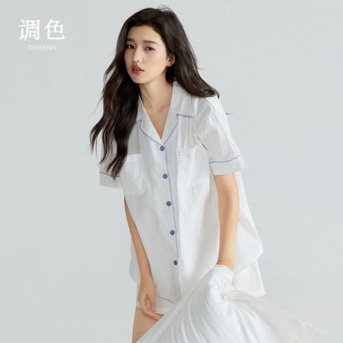梭织棉挺阔有型短袖睡衣女