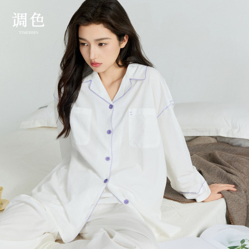 凉感透气天丝棉梭织棉睡衣女款