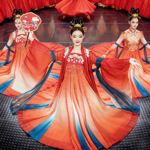 开场舞服装夏辉同款大唐夜宴舞蹈服古典舞连衣裙演出服女飘逸古风