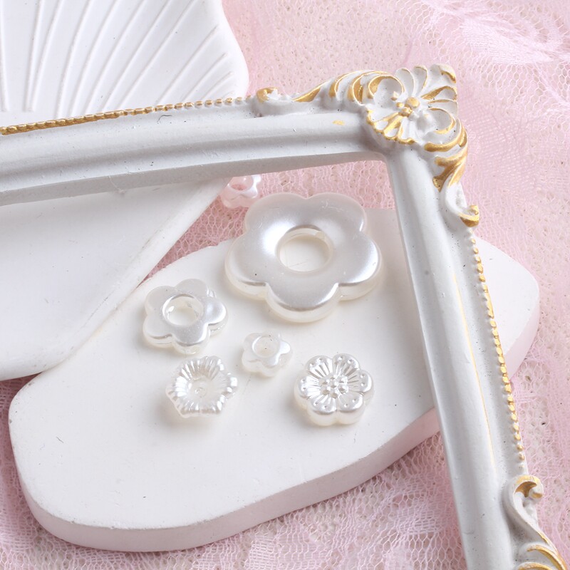 新款珍珠花朵小花散珠串珠有孔等手工DIY发卡项链手链等辅料配件