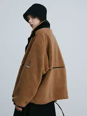 EKCOOKIES original designer He Changxi with the same profile stitching lamb wool jacket Lamb wool cotton coat