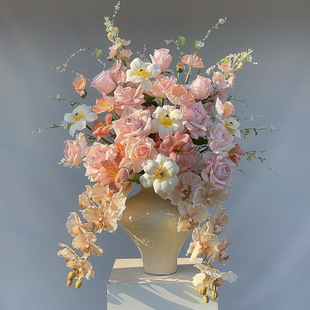 【奶油桃子】新款仿真手感保湿成品花艺客厅餐桌 摆放装饰花瓶