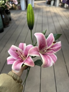 婚庆仿真花高档3D手大百合感塑料假花PU胶花蝴蝶兰摆件婚礼堂装饰