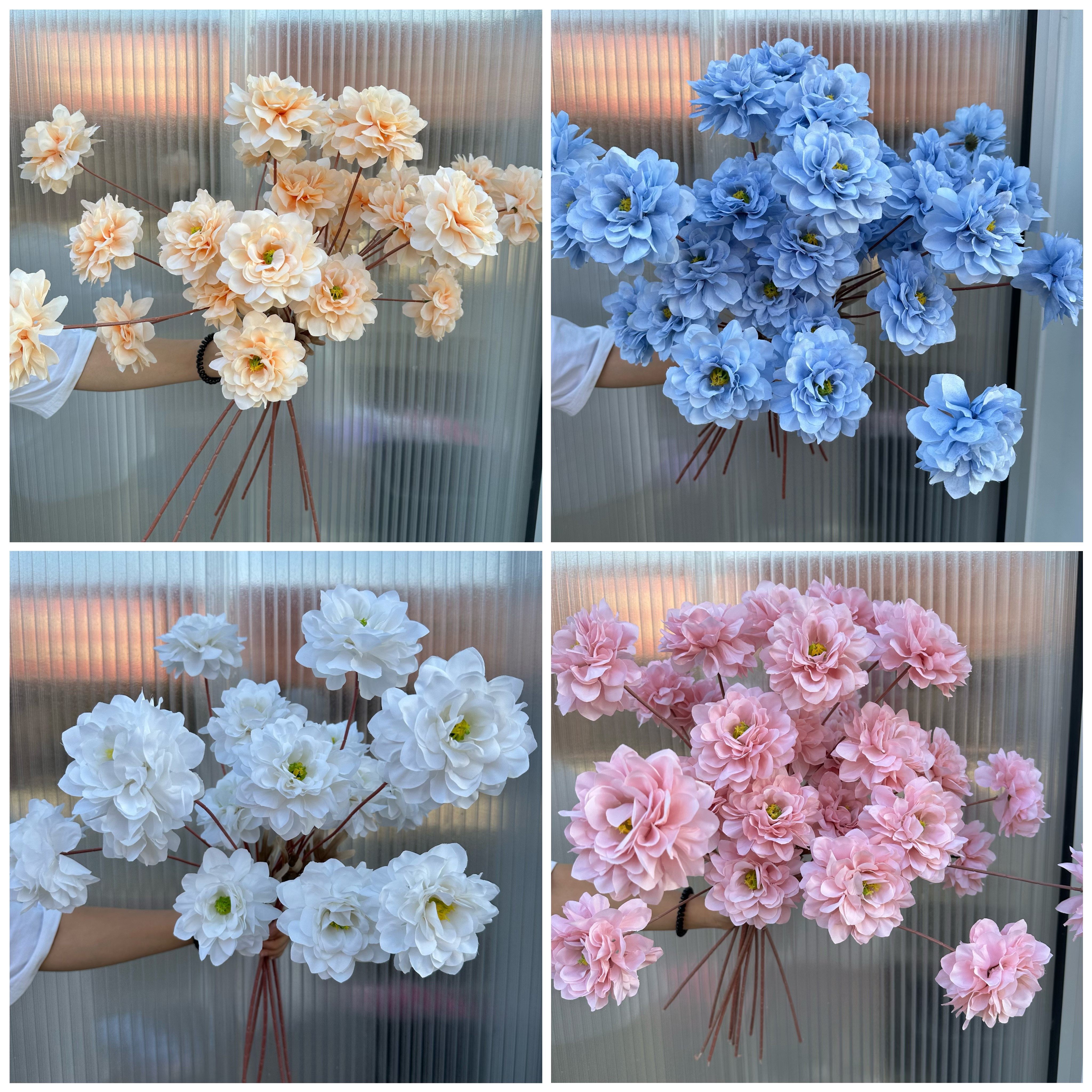 3头香奈花 玫瑰仿真花路引背景仿真花/假花