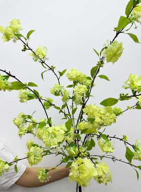 样板房花房简约自然仿真花小手球雪柳枝条客厅酒店售楼部大堂摆件