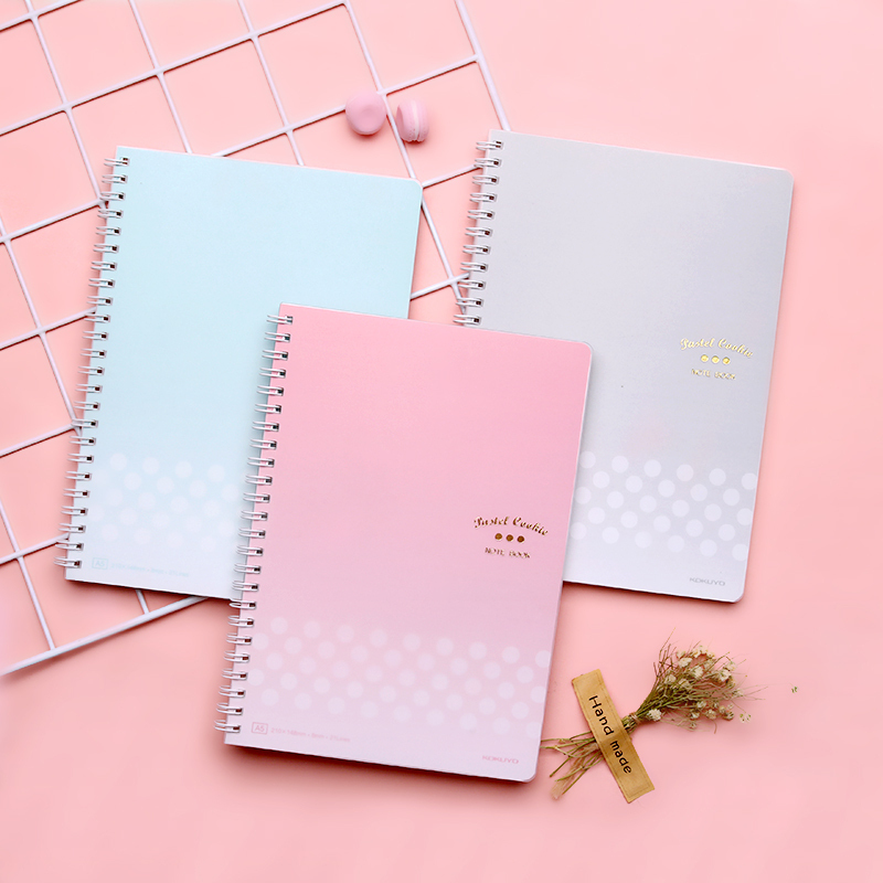 日本国誉笔记本B5淡彩曲奇PP防水封面双螺旋线圈本8mm横线韩国小清新大学生用记事本文具螺旋本日记