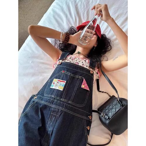 牛仔背带裤女2025春夏新款宽松显瘦可爱减龄松弛感阔腿长裤连体裤