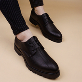 休闲皮鞋 韩版 男潮商务鞋 子发型师男鞋 子 春夏季 真厚底增高皮鞋 新款