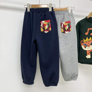 26年 马年新年装 小马家童装冬季男童针织加绒休闲裤宽松保暖卫裤