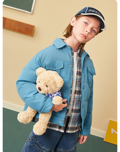 马其顿童装男童秋冬季轻薄款羽绒服 90白鸭绒翻领羽绒衬衫外套