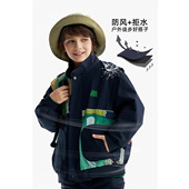 新款 春季 男童涂鸦印花潮立领夹克宽松潮外套 马其顿童装 三防面料