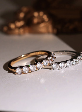 超闪银色排钻锆石戒指女小众设计高级感尾戒新款时尚个性情侣指环