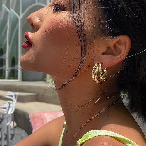 欧美法式大圆圈耳环女