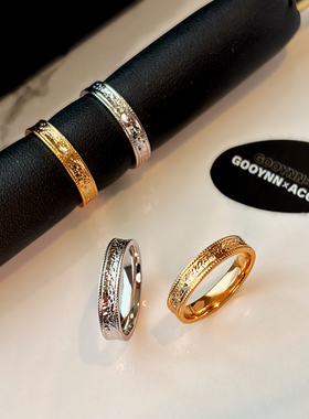 金银色小众设计碎冰冰戒指女