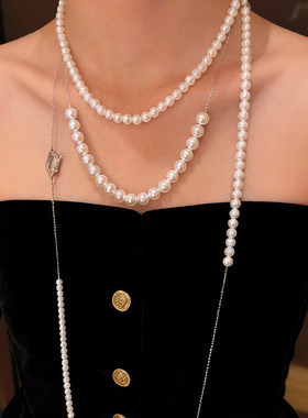 施家华子OT扣珍珠项链女