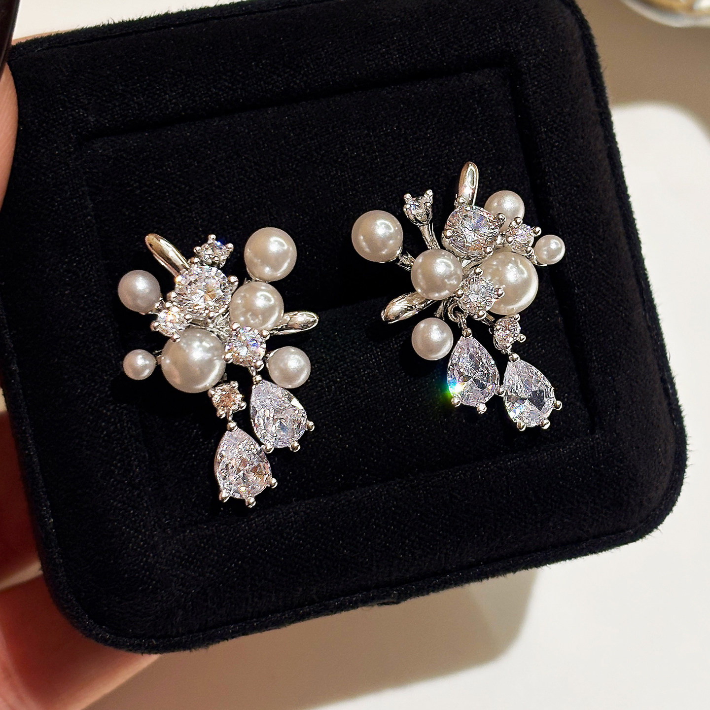 925纯银钻石大珍珠耳钉女2025新款爆款高级感轻奢气质耳环耳饰品