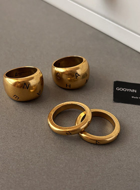 老钱风复古金色宽版戒指女轻奢小众设计高级感精致2026新款食指环