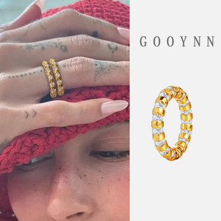 不掉色金色夸张戒指女独特小众设计个性轻奢高级感新款锆石食指环