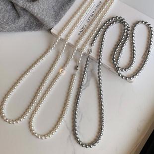 长款多层夸张珍珠项链女秋冬衣服配饰叠戴毛衣颈链大气高档高级感