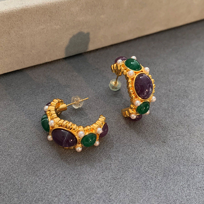 独特中古绿松石耳环女耳圈耳钉轻奢圈圈高级2025新款秋冬蓝色耳饰,饰品/流行首饰/时尚饰品新,耳环,淘宝优惠券,粉丝福利购,淘宝优惠卷