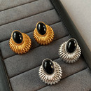 999纯银黑色玛瑙耳钉女新款 独特绝美轻奢高级感耳环秋冬中古耳饰