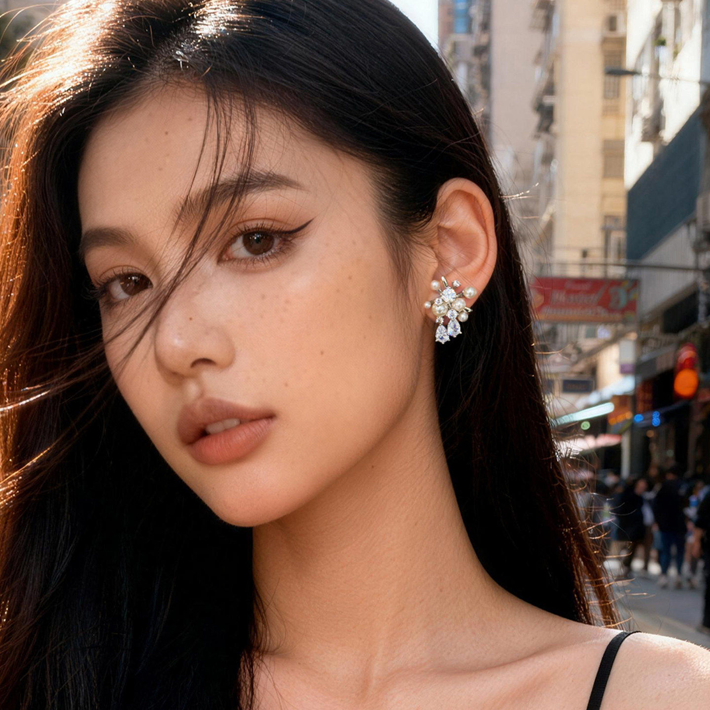 925纯银钻石大珍珠耳钉女2025新款爆款高级感轻奢气质耳环耳饰品