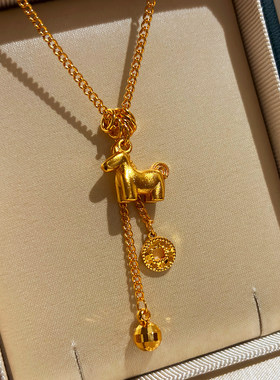 马上有钱小马吊坠项链女