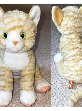 （代购）美国wild republic仿真银虎斑猫tabby cat毛绒玩具公仔