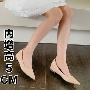 时尚百搭法式晚风性感尖头单鞋女裸色内气质女鞋浅口配裙子平底鞋