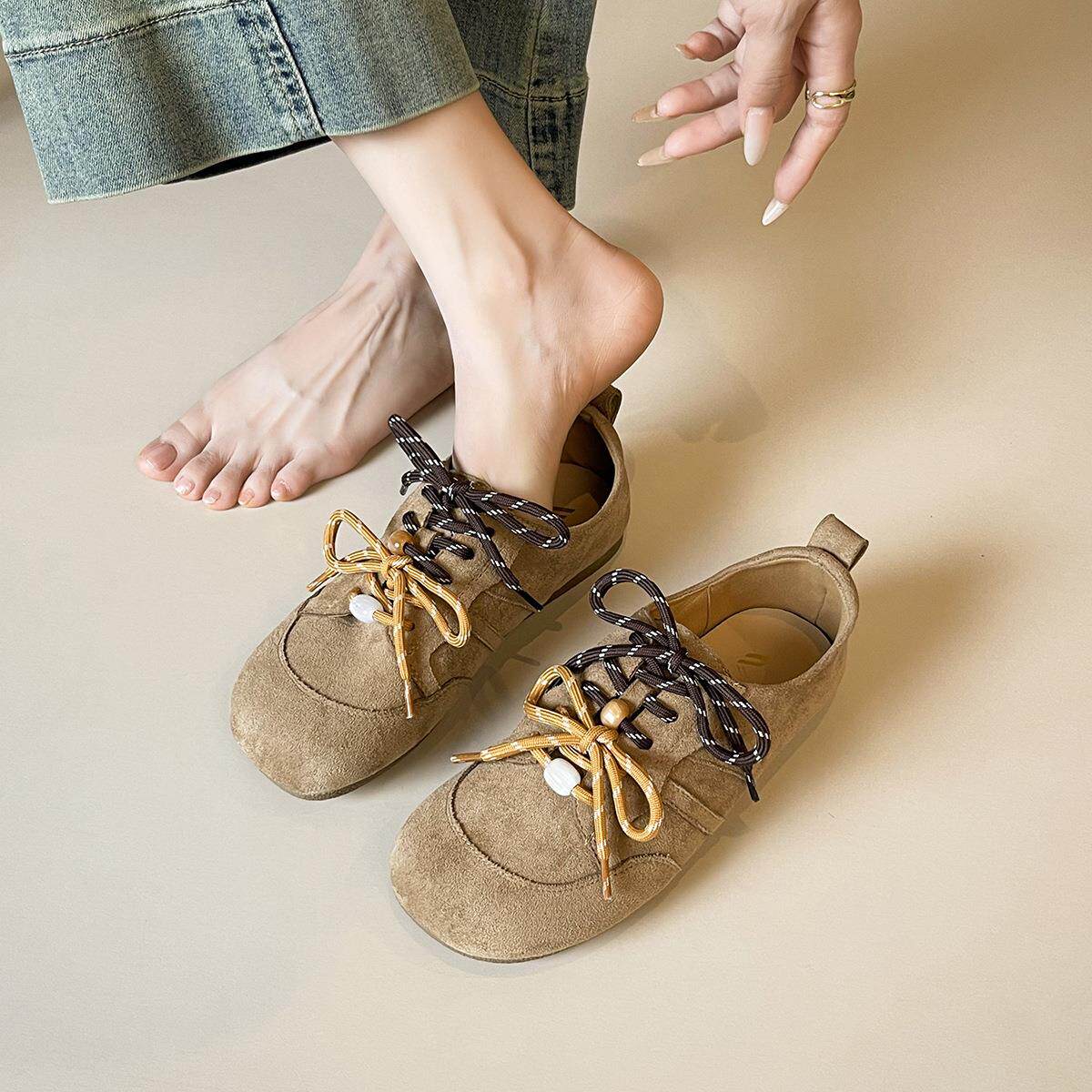 勃肯鞋女2026年秋季新款时尚百搭复古风休闲德训鞋英伦风平底单鞋