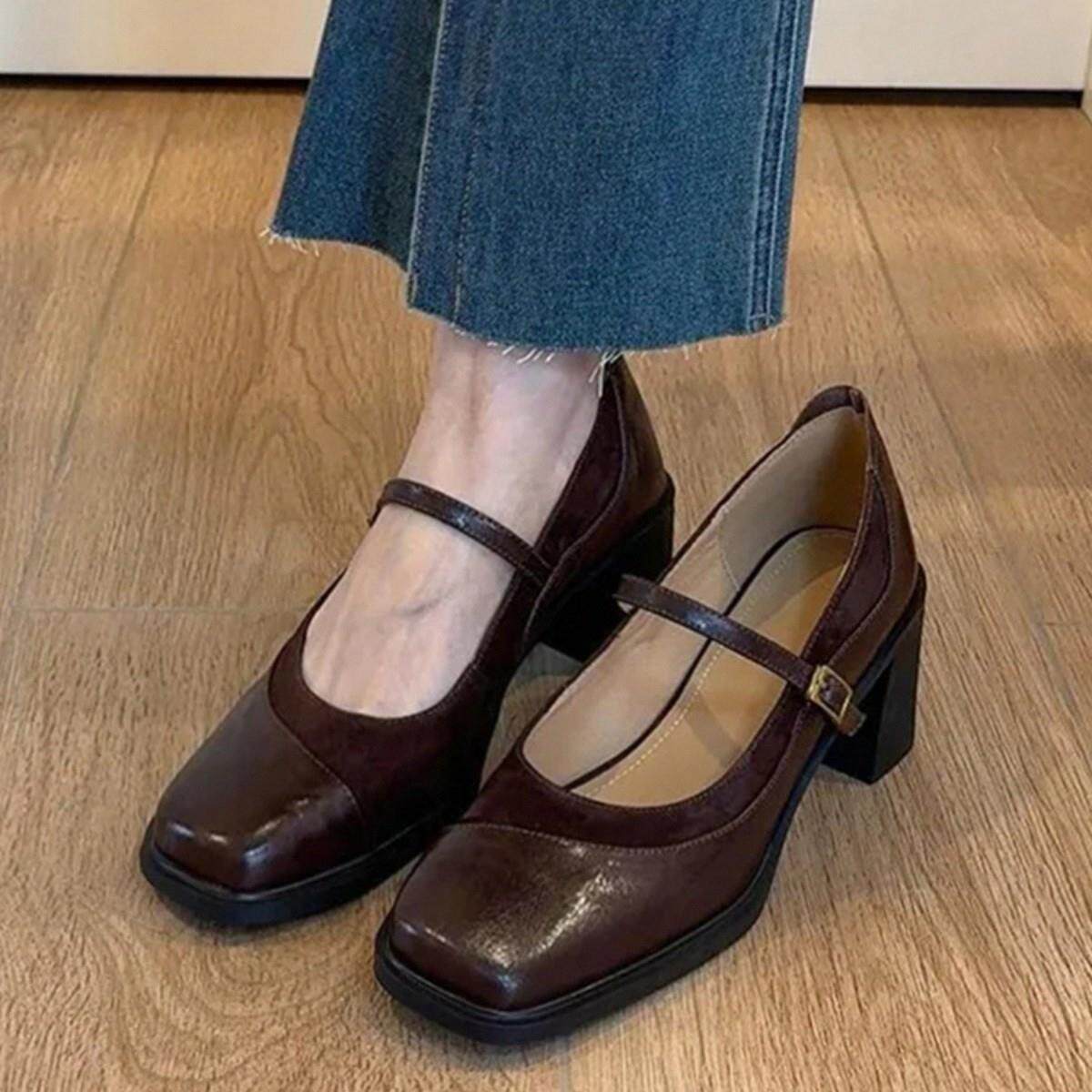 软皮法式单鞋2026年新款高跟鞋女气质高级不累脚粗跟玛丽珍单鞋女