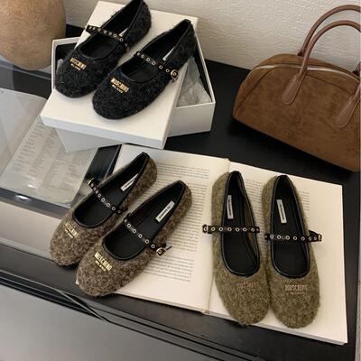 女外穿秋冬季加绒棉鞋子玛丽珍鞋