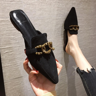 2026新款春季气质尖头半托单鞋法式包头半拖鞋女夏外穿凉拖穆勒鞋