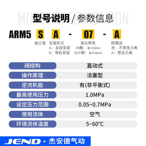 SMC型微型调压阀ARM5SA/SB-06-07-08-A气动小型集装式精密减压阀