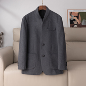 外套 立领商务休闲西装 外贸撤柜高端绵羊毛毛呢大衣男2025春季 新款