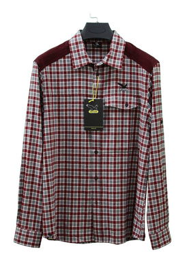 SALEWA沙乐华户外休闲舒适透气耐磨格子春秋翻领男士长袖CM13369