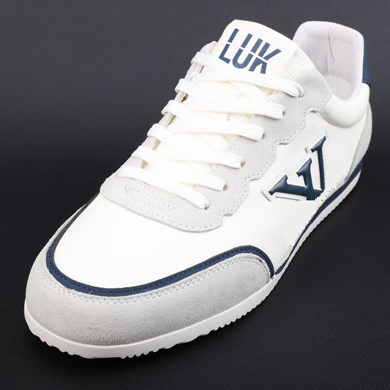 高端顶版潮牌德训鞋男士真皮透气时尚休闲鞋轻便软底拼接白色板鞋