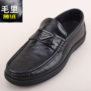 冬季加绒保暖豆豆鞋商务休闲皮鞋