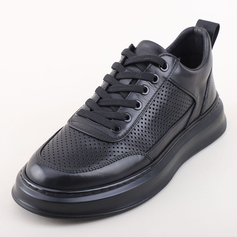 高端潮牌洞洞皮鞋男2025夏季透气打孔商务休闲鞋真皮轻软厚底板鞋