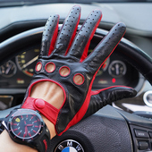 罗欧蒂斯复古风格 摩托车骑行驾驶开车真皮手套触屏防滑耐磨薄 男士