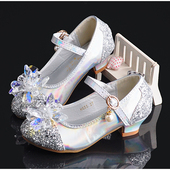 时尚 演出走秀皮鞋 宝宝单鞋 儿童水晶鞋 女童春秋百搭高跟公主鞋 新款