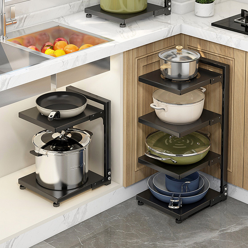 家用橱柜多功能分层锅具收纳架子