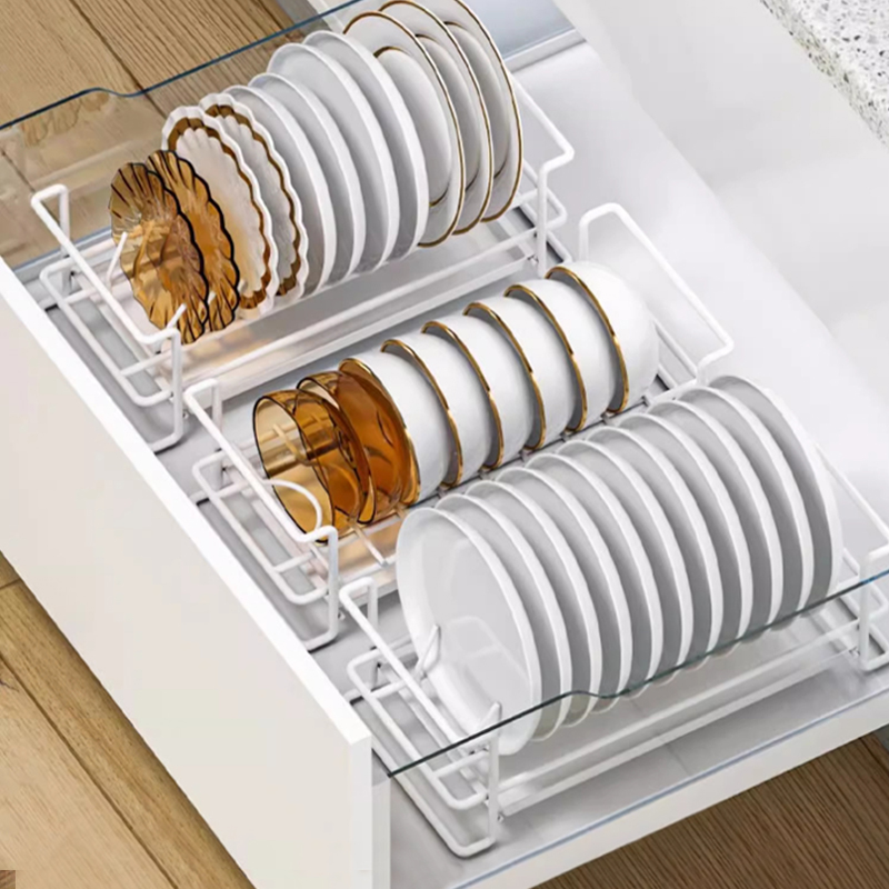 厨房橱柜碗盘分隔免安装沥水架