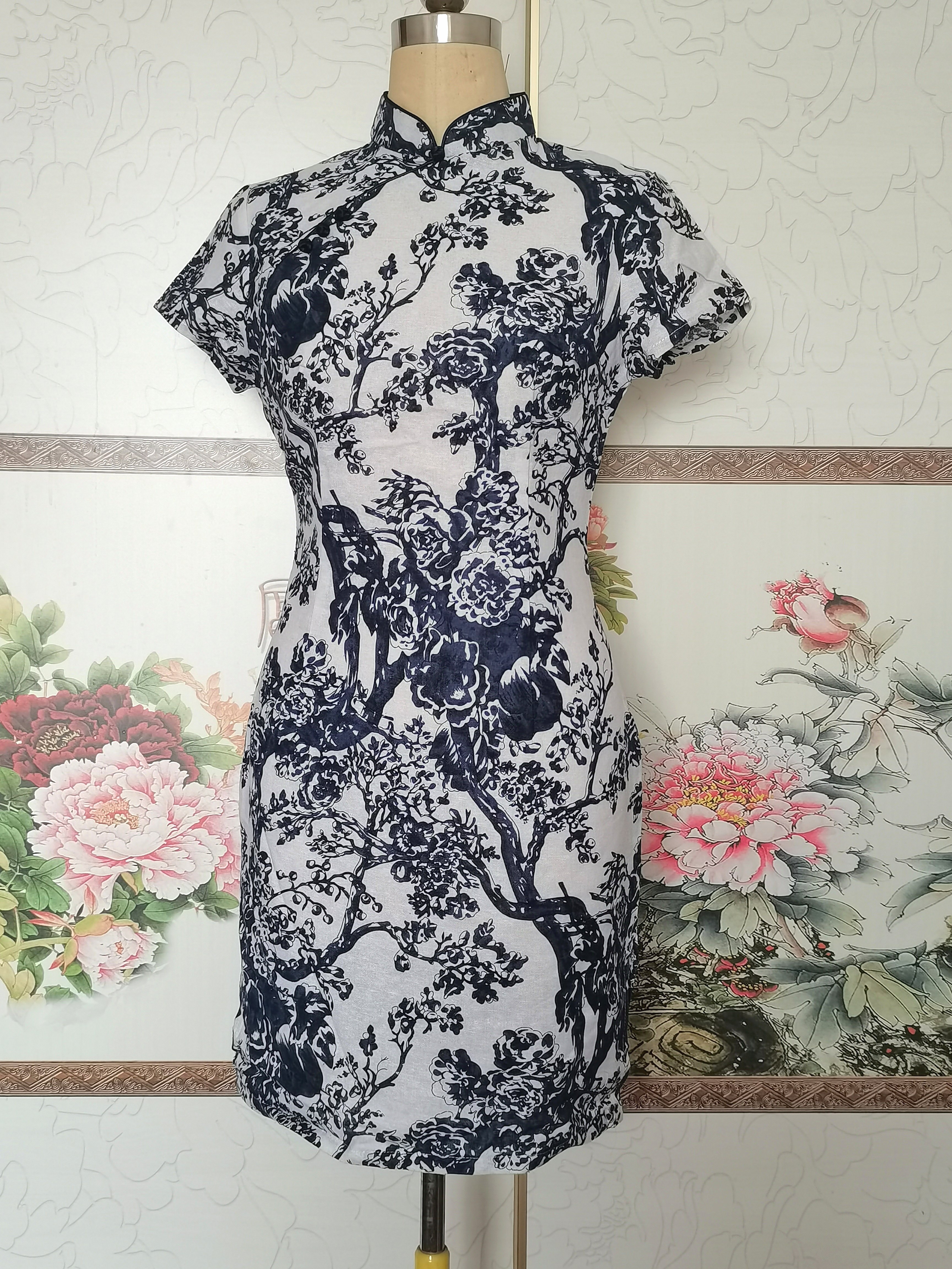 旗袍女夏改良版年轻款中国风水墨旗袍