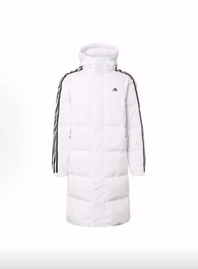 adidas 3-Stripes LONG DOWN 600蓬连帽条纹印花长款羽绒服 男款