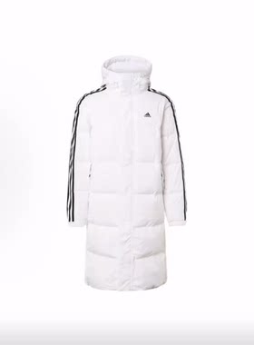adidas 3-Stripes LONG DOWN 600蓬连帽条纹印花长款羽绒服 男款