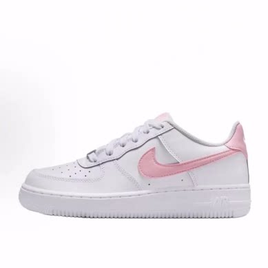 Nike Air Force 1 时尚舒适 耐磨 低帮儿童板鞋 白/柔粉色 青少年