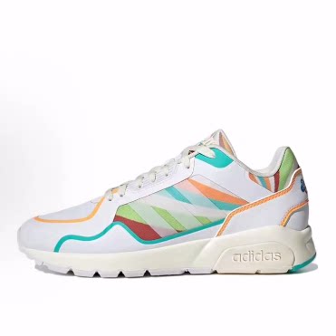 adidas neo Run9tis 织物 低帮 休闲跑步鞋 男女同款 白蓝绿
